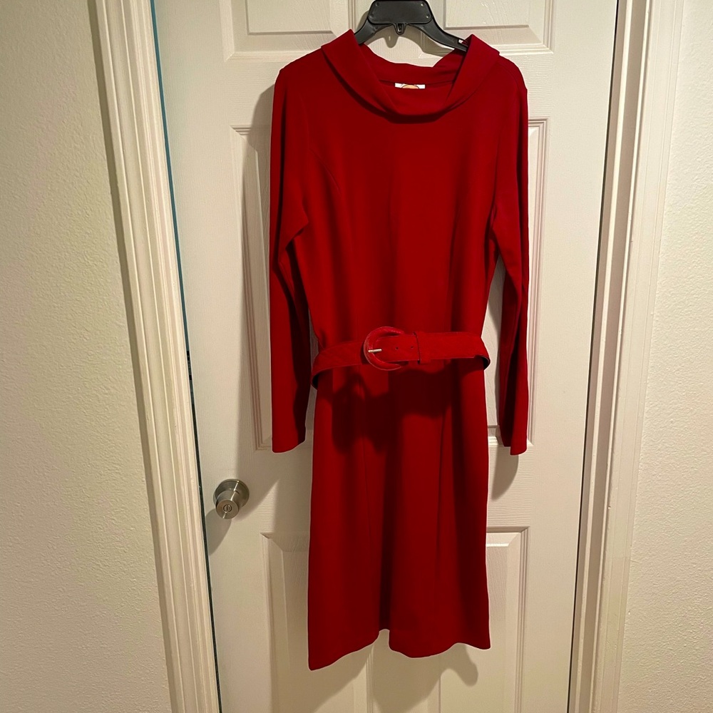 Red dress with suede belt from Talbots size 8